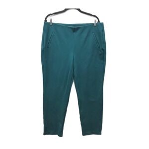 Chicos Green Ponte Knit Pull On Straight Leg Pants Women's Size 14 2.5